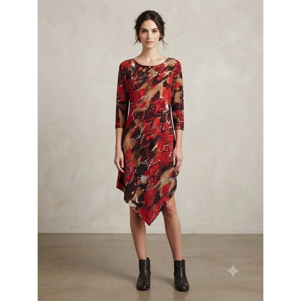 Vintage NY Invasion Earth Tone Abstract Knit Dress, Juniors Size Large